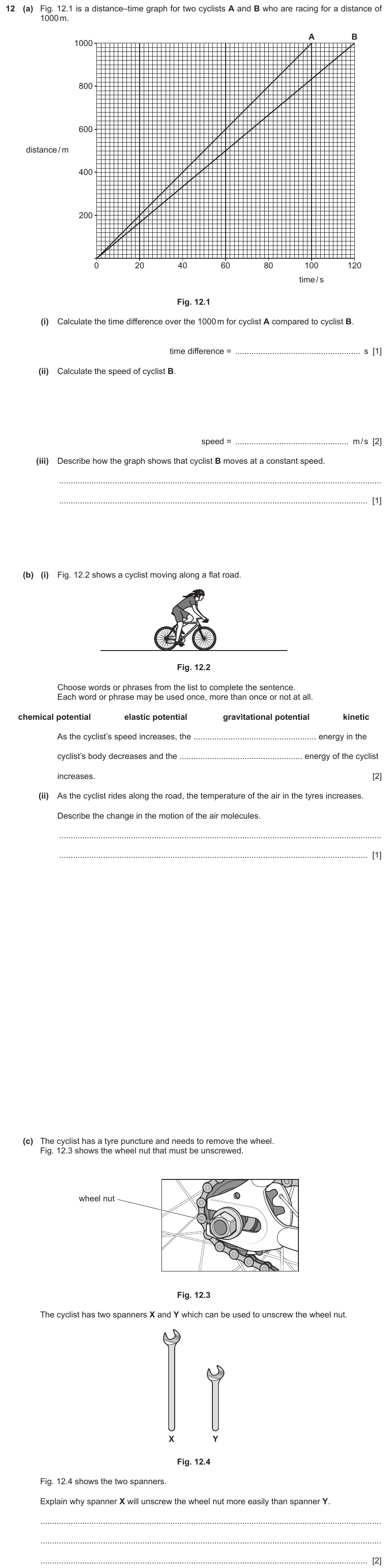 IGCSE 0654 Nov 2023 Paper 33 Question 12 — Speed, velocity & acceleration