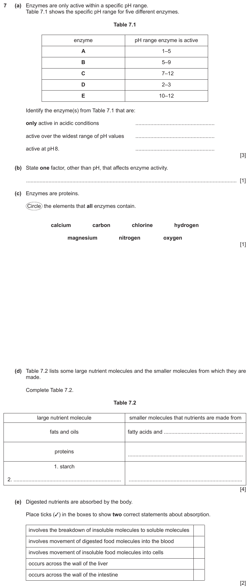 IGCSE 0654 Nov 2023 Paper 33 Question 7 — Enzyme action