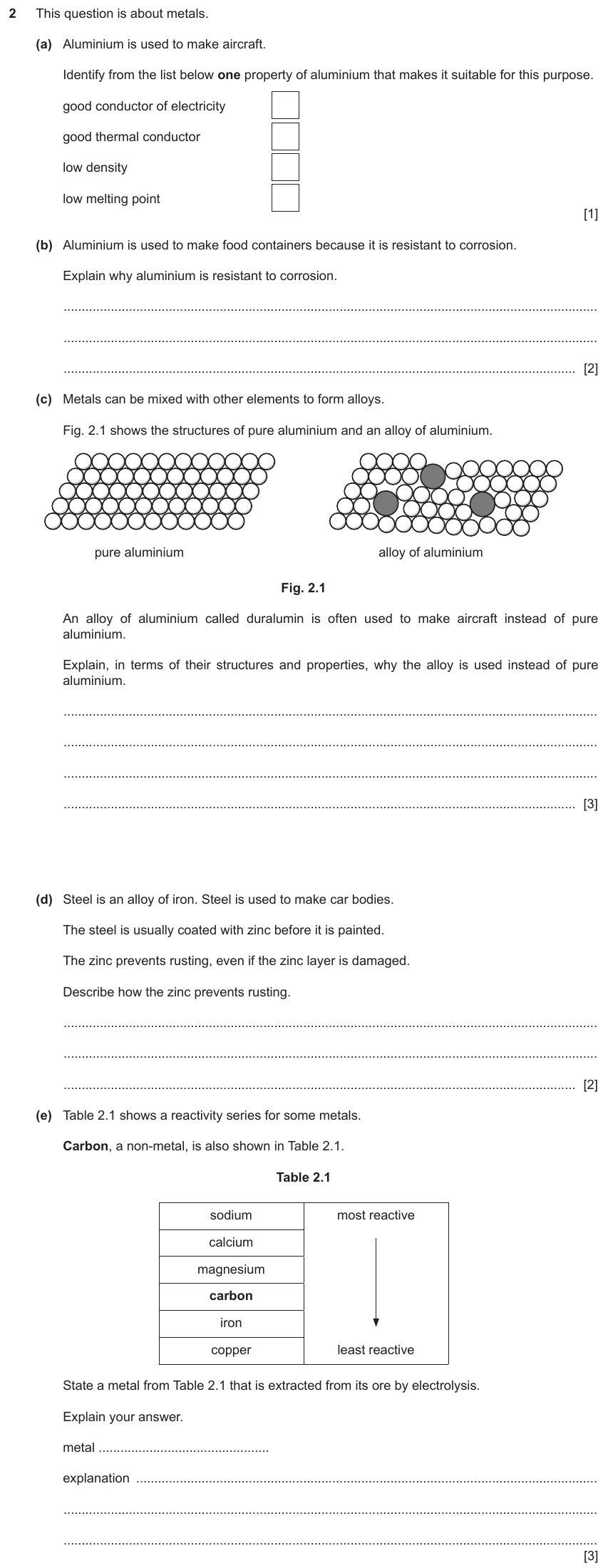 IGCSE 0654 Nov 2023 Paper 43 Question 2 — Corrosion & rusting