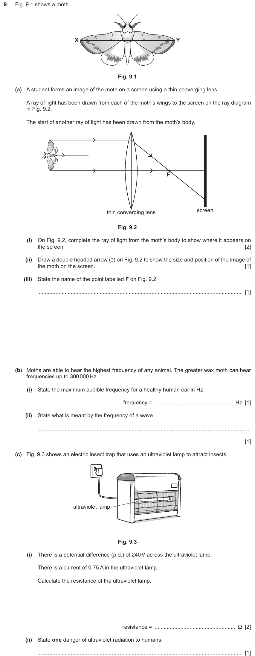 IGCSE 0654 Nov 2024 Paper 31 Question 9 — Lenses
