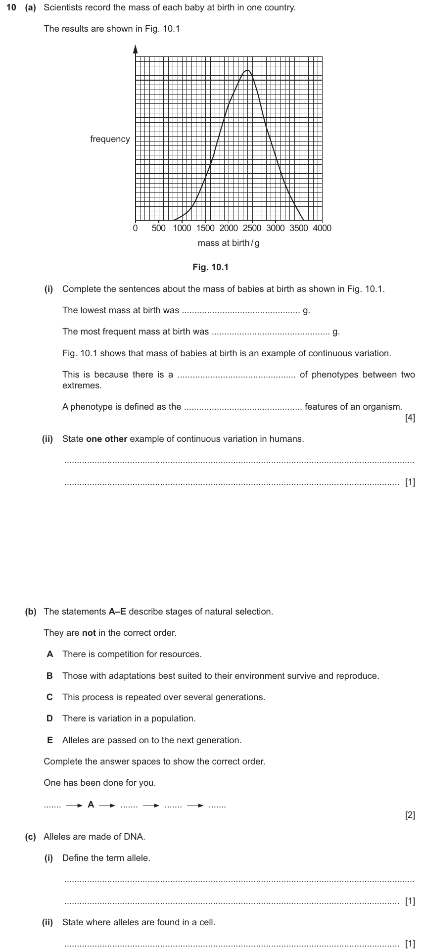 IGCSE 0654 Nov 2024 Paper 33 Question 10 — Variation