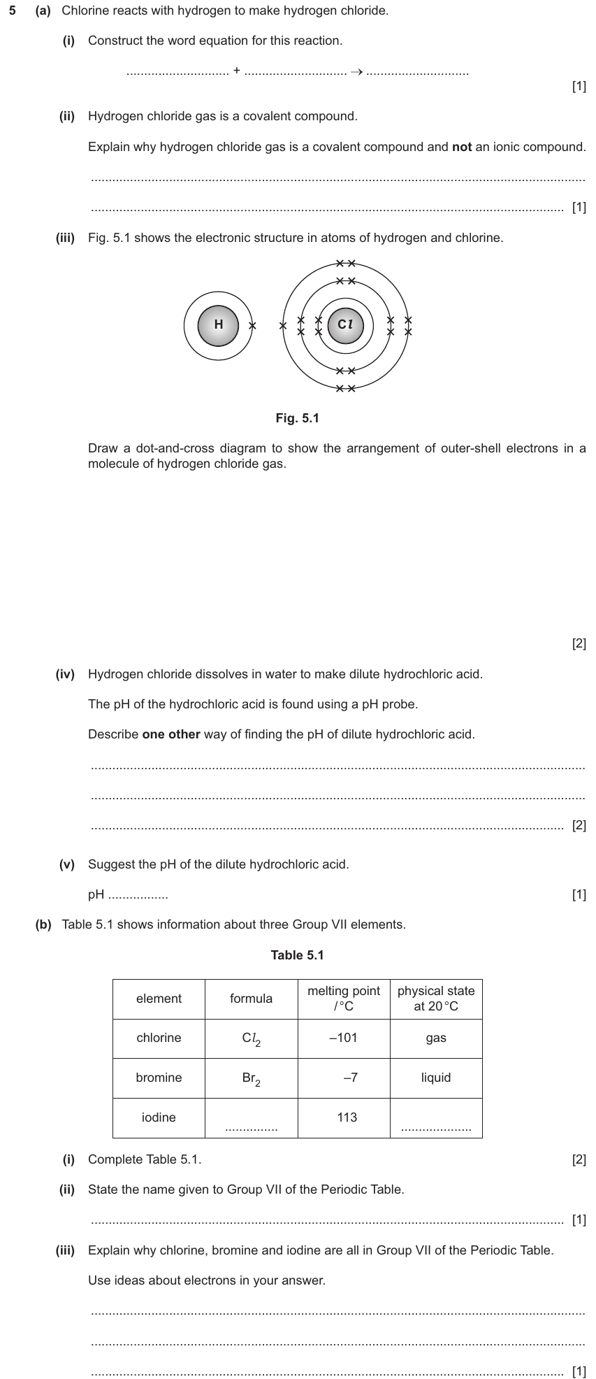 IGCSE 0654 Nov 2024 Paper 33 Question 5 — Group VII halogens