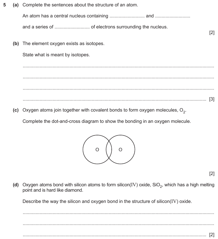 IGCSE 0654 Nov 2024 Paper 41 Question 5 — Covalent bonding