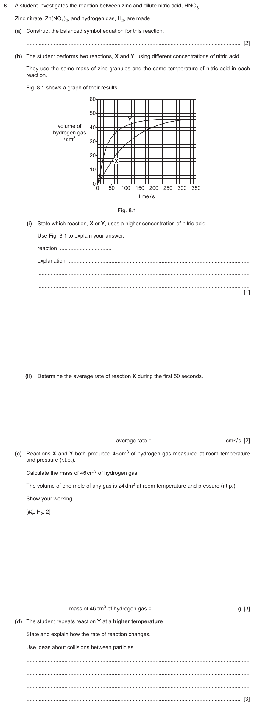 IGCSE 0654 Nov 2024 Paper 41 Question 8 — Factors affecting rate of reaction