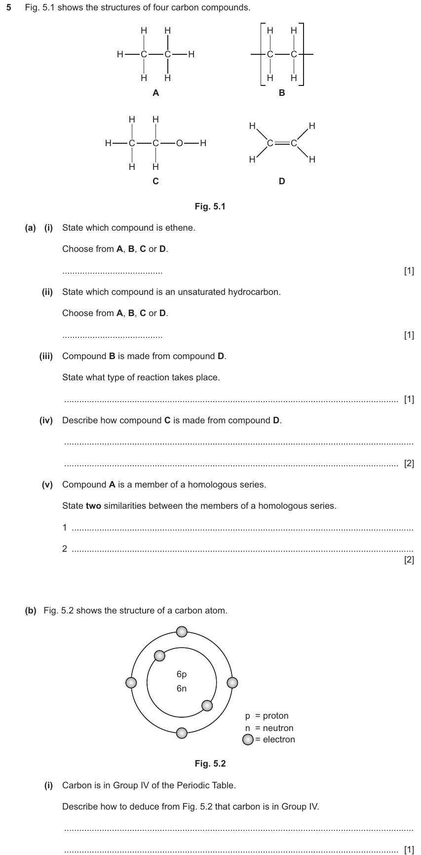 IGCSE 0654 Nov 2024 Paper 42 Question 5 — Alkanes & alkenes