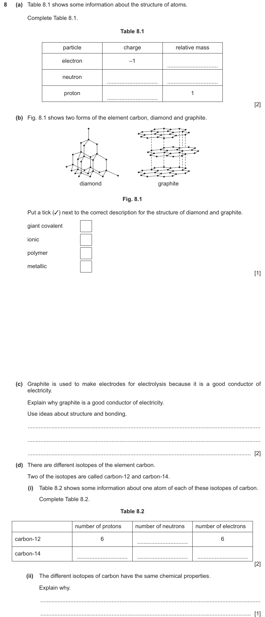 IGCSE 0654 Nov 2024 Paper 43 Question 8 — Covalent bonding