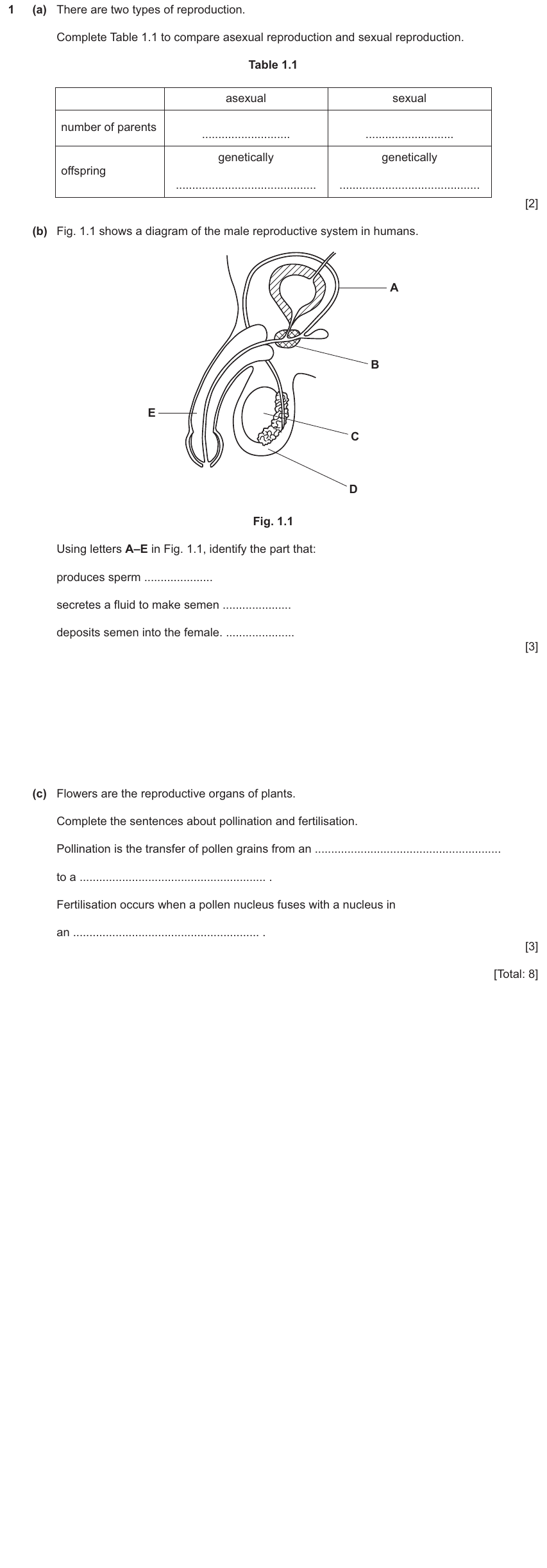 IGCSE 0654 Nov 2025 Paper 31 Question 1 — Asexual & sexual reproduction