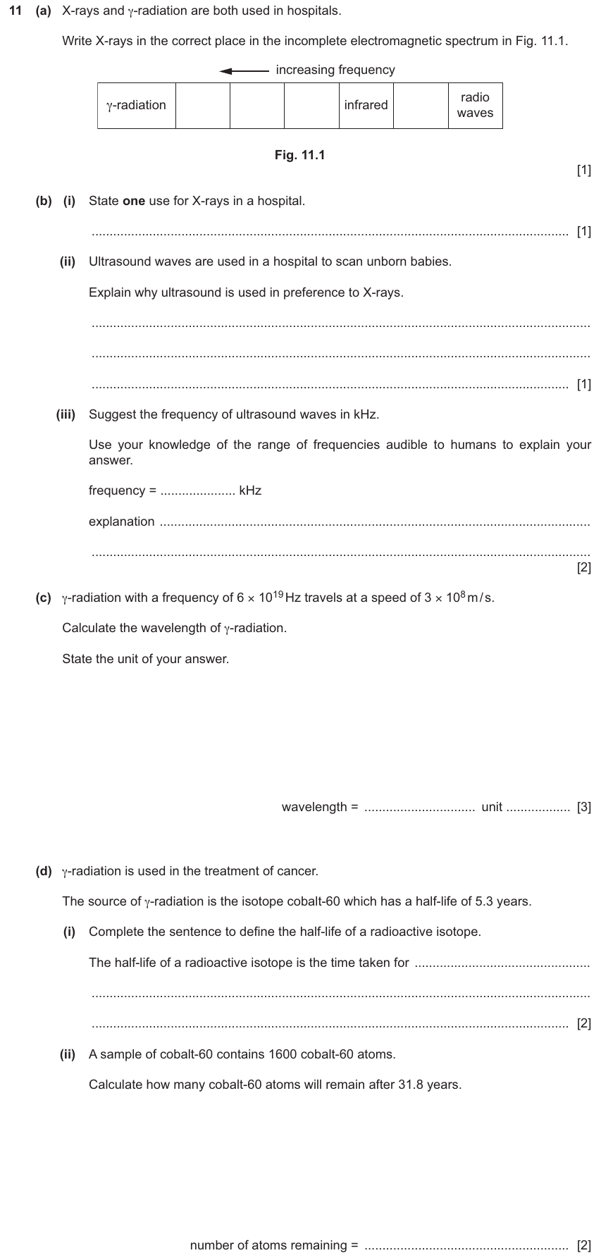 IGCSE 0654 Nov 2025 Paper 31 Question 11 — Electromagnetic spectrum