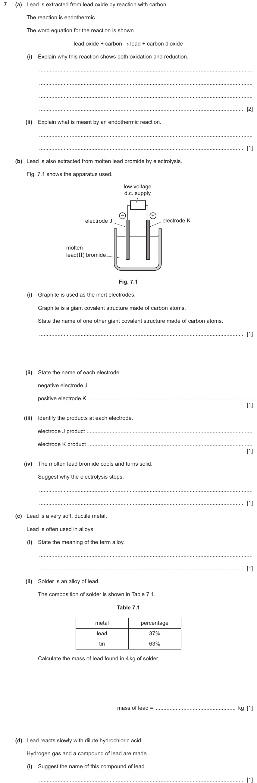 IGCSE 0654 Nov 2025 Paper 31 Question 7 — Electrolysis