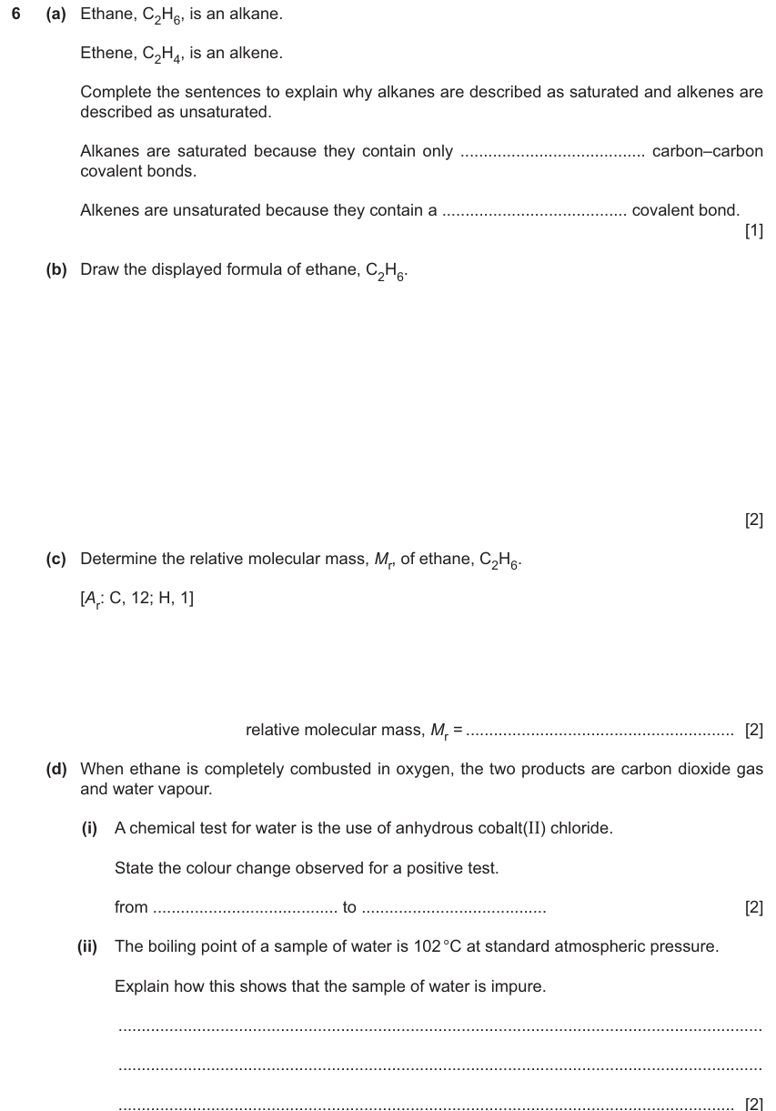 IGCSE 0654 Nov 2025 Paper 33 Question 6 — Alkanes & alkenes