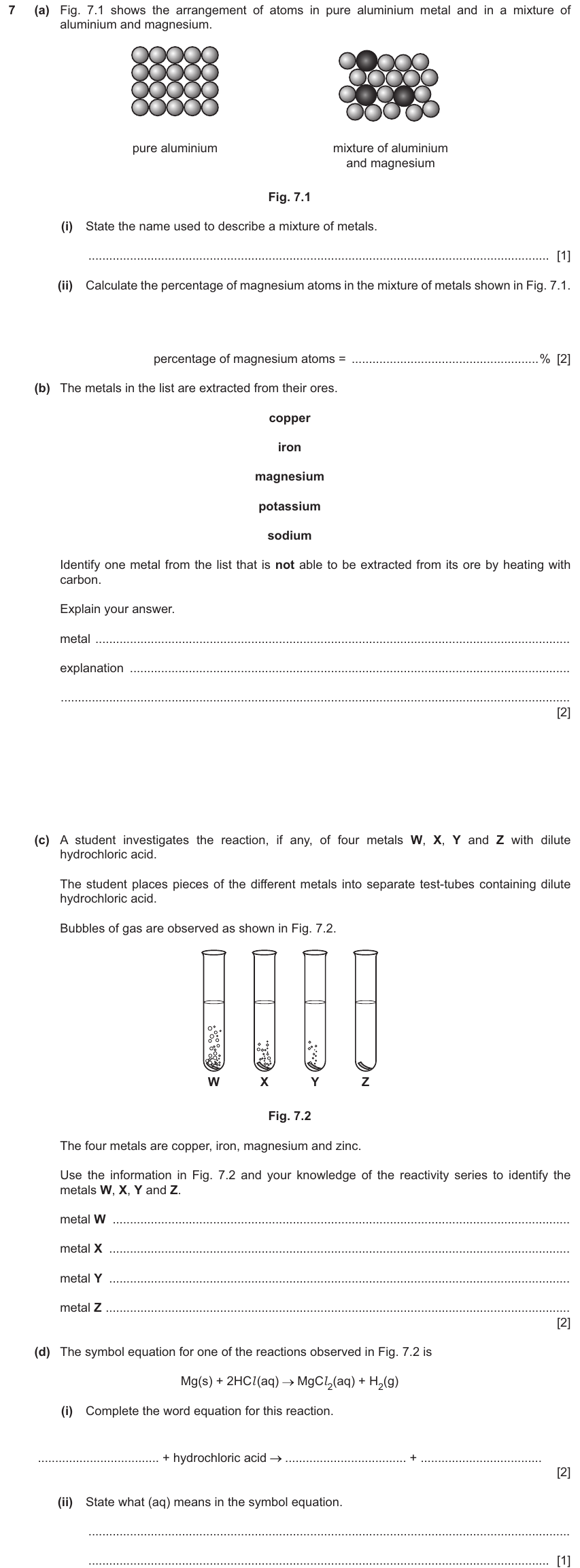IGCSE 0654 Nov 2025 Paper 33 Question 7 — Balancing equations
