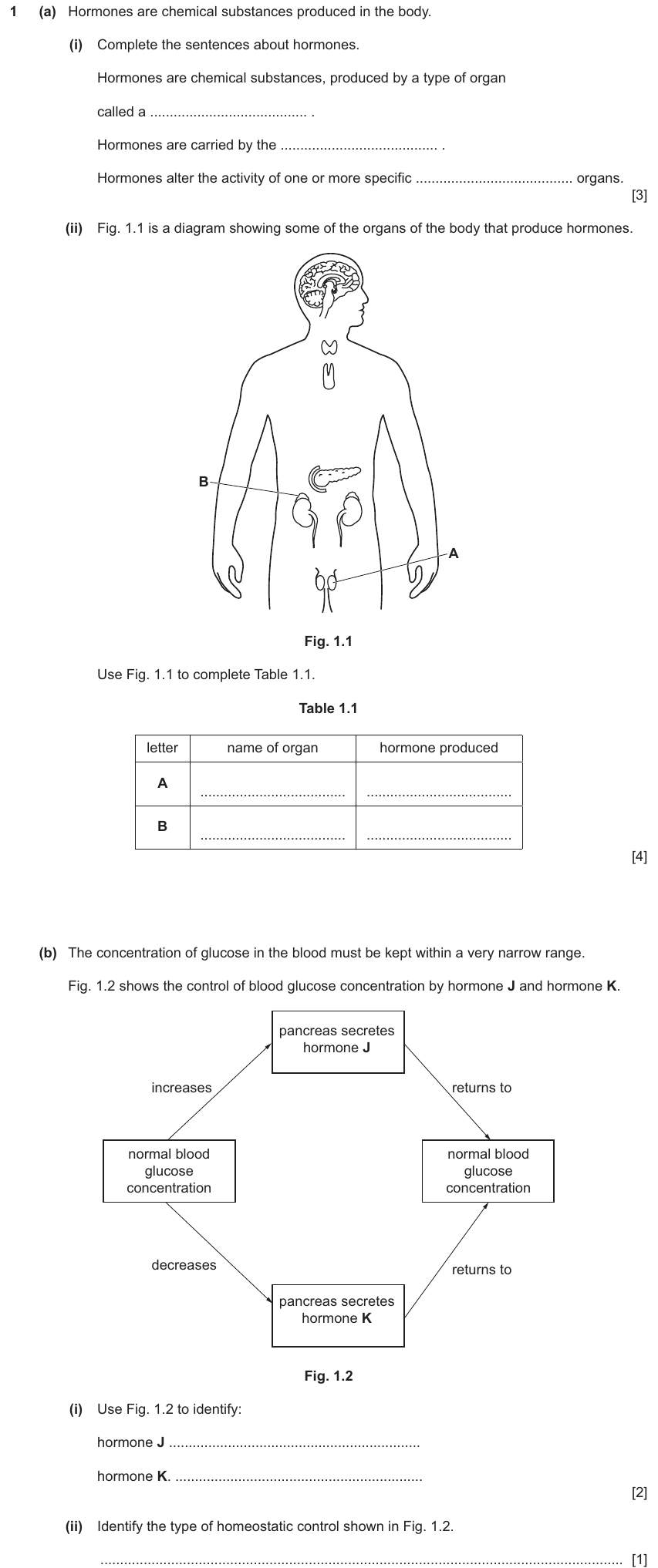 IGCSE 0654 Nov 2025 Paper 41 Question 1 — Hormones