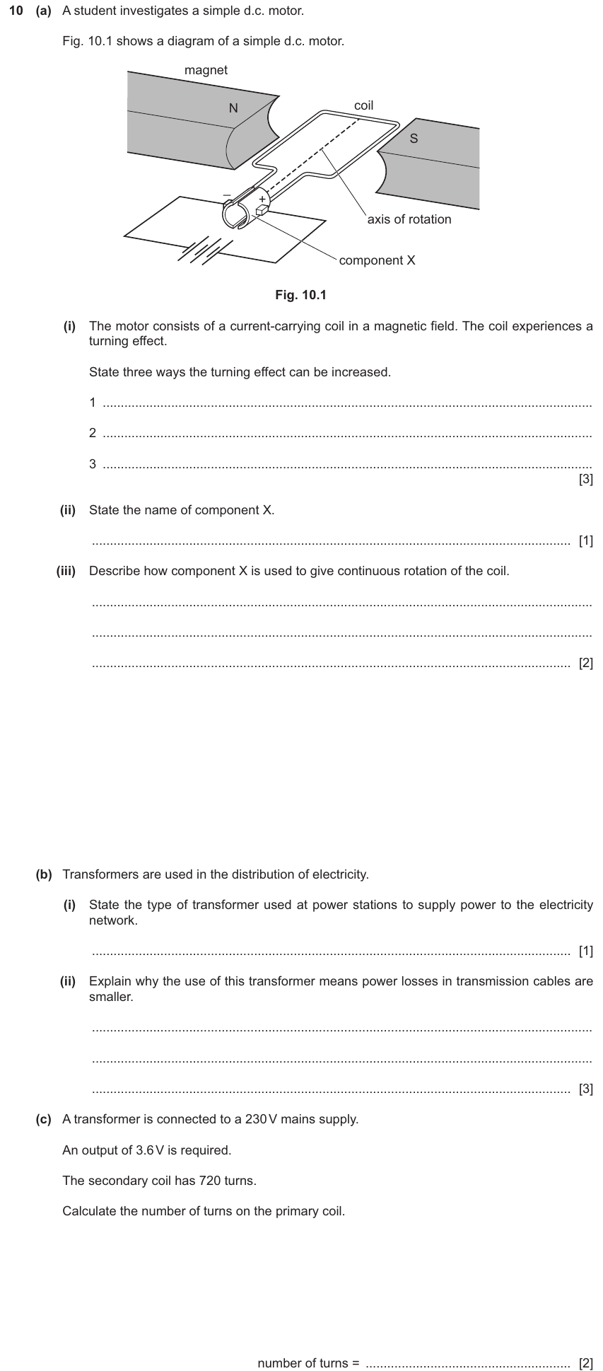 IGCSE 0654 Nov 2025 Paper 41 Question 10 — Turning effect (moments)