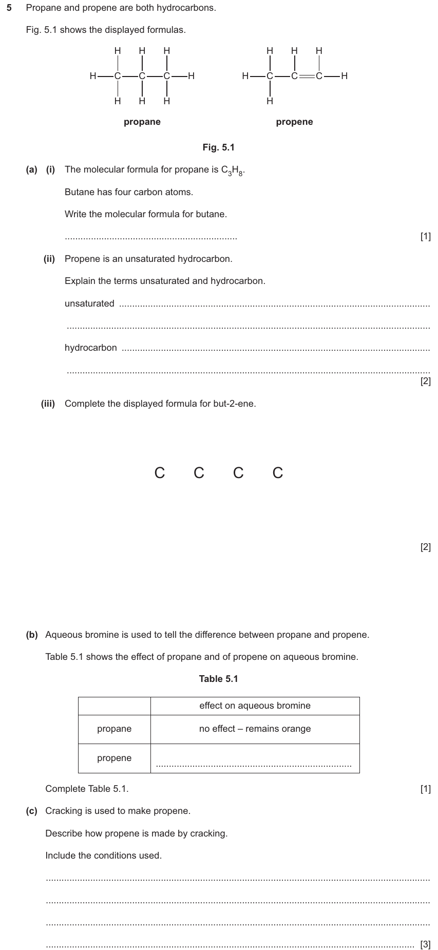 IGCSE 0654 Nov 2025 Paper 42 Question 5 — Alkanes & alkenes