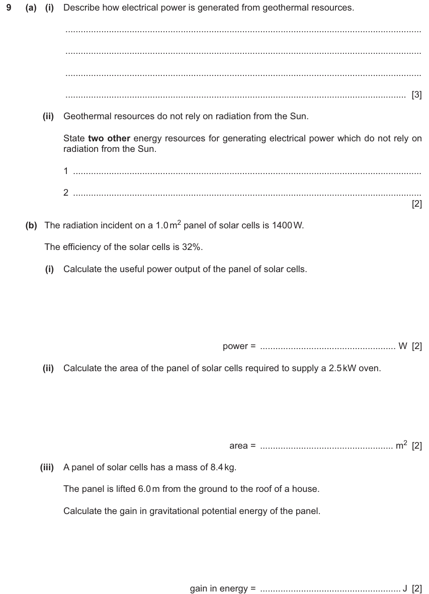 IGCSE 0654 Nov 2025 Paper 42 Question 9 — Energy stores & transfers