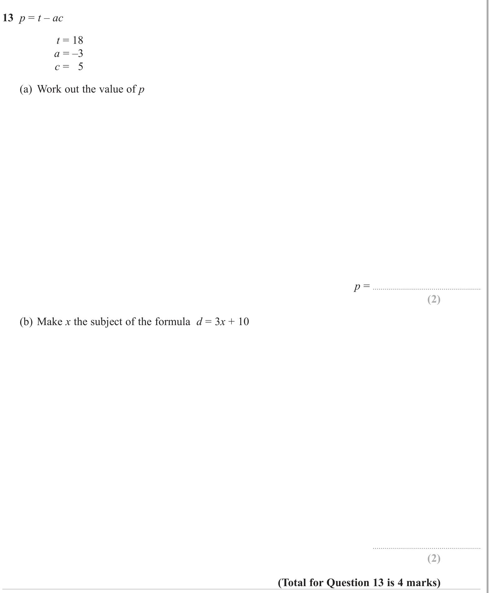 Rearranging formulae and substitution question 1