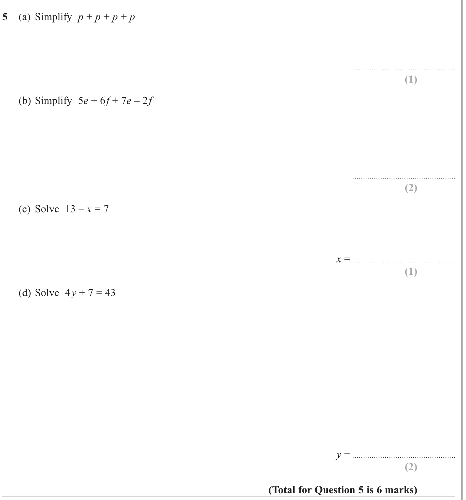 Linear equations question 3