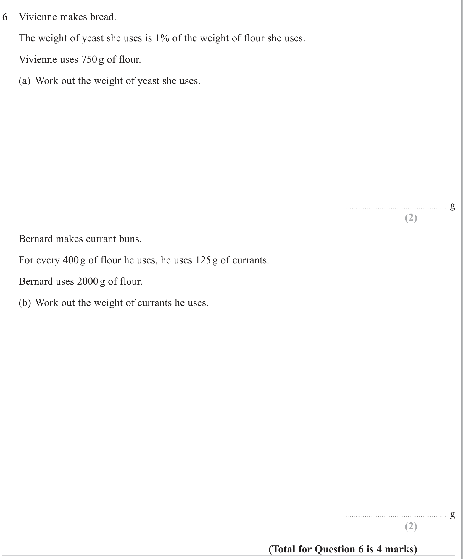 Percentages question 4