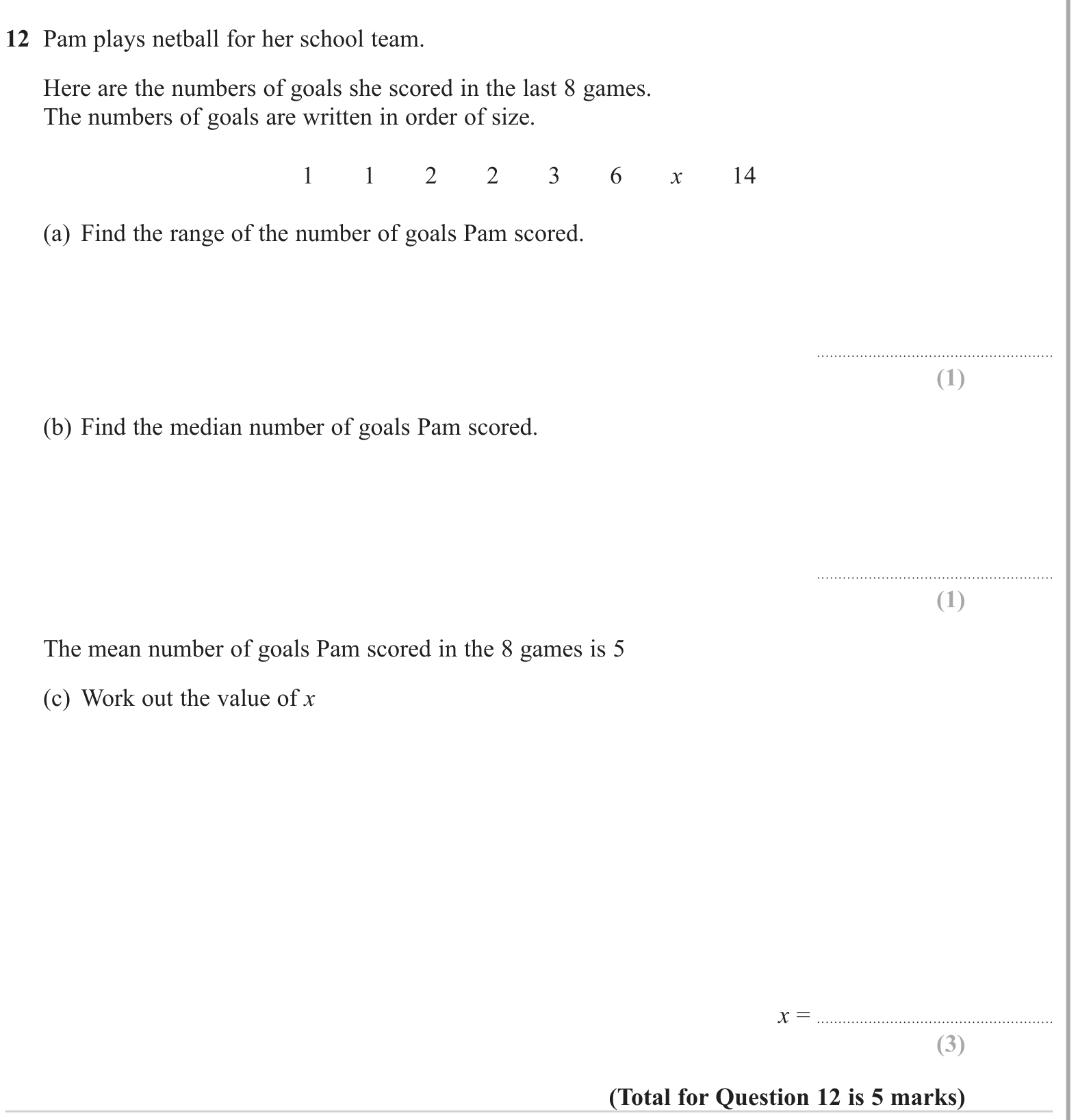 Averages (discrete data) question 1