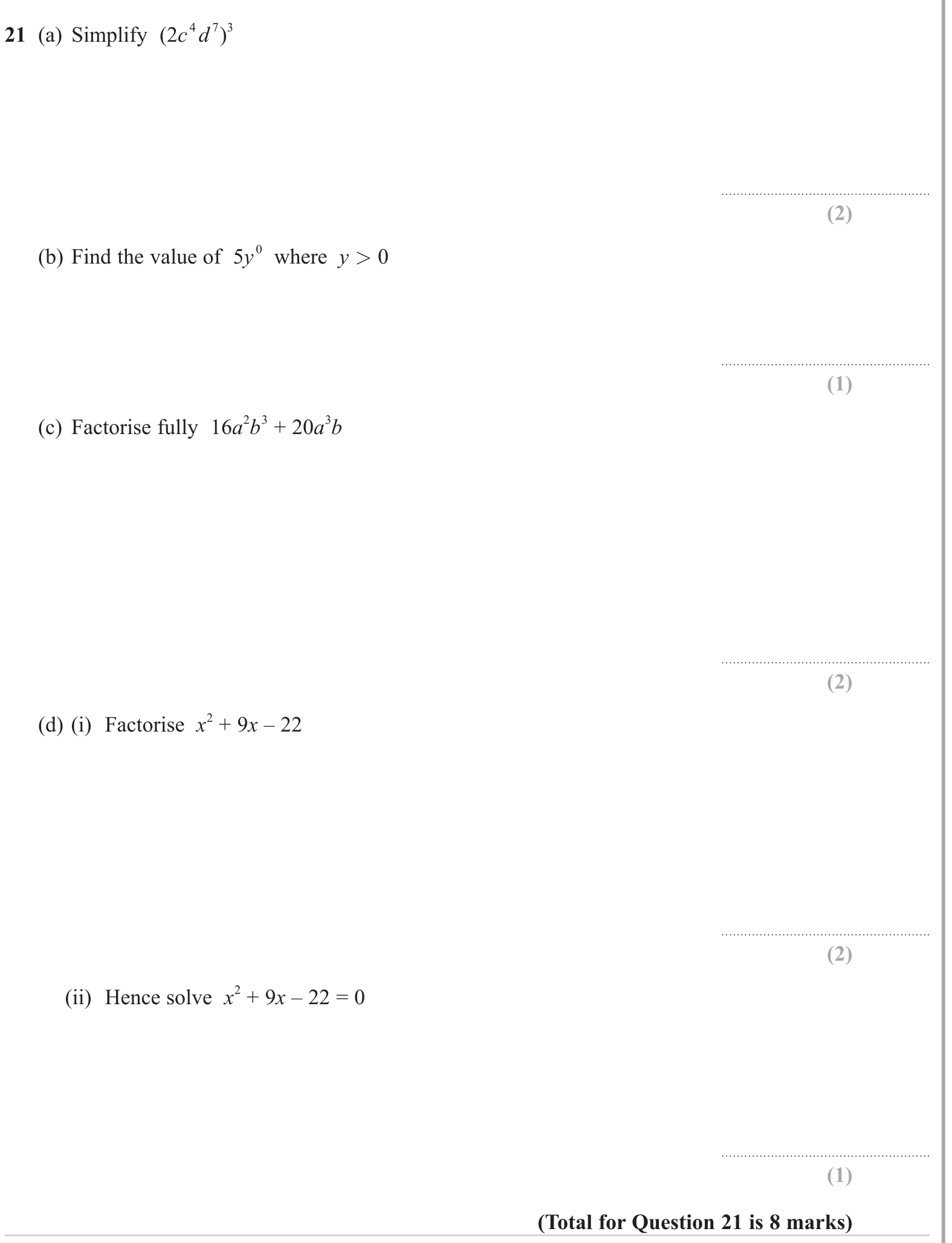 Index laws question 1
