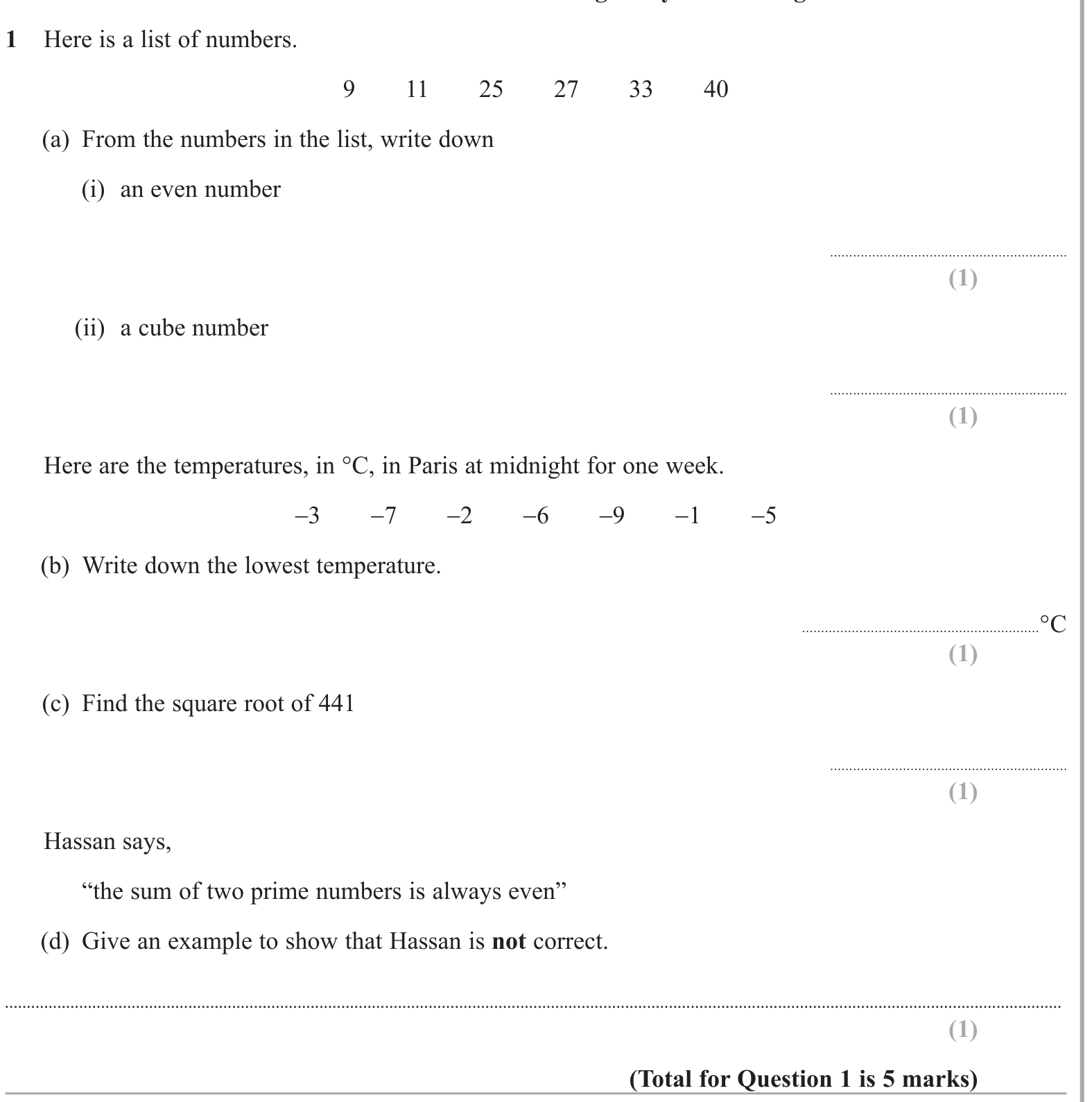 Types of numbers question 2