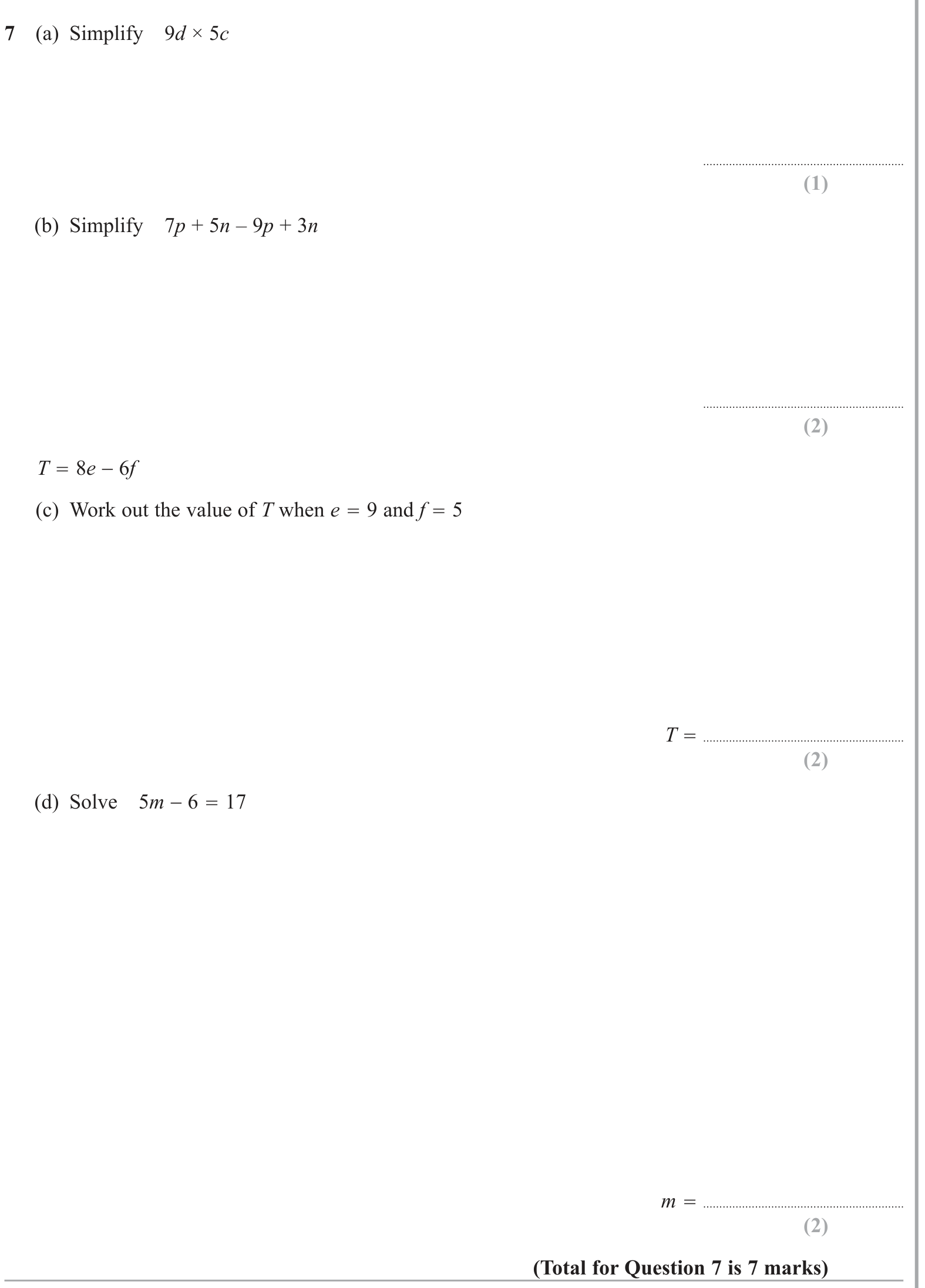 Rearranging formulae and substitution question 2