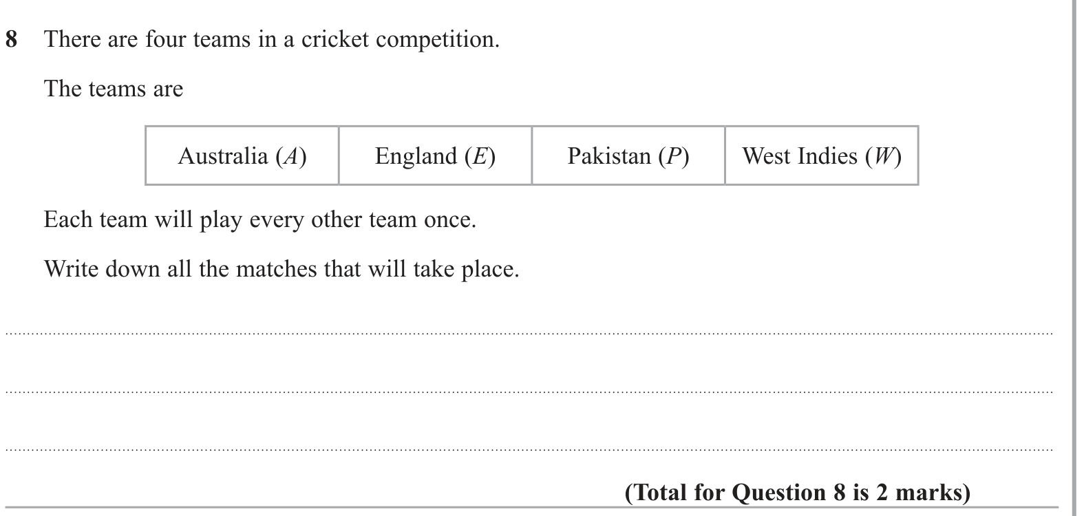 Single events question 3