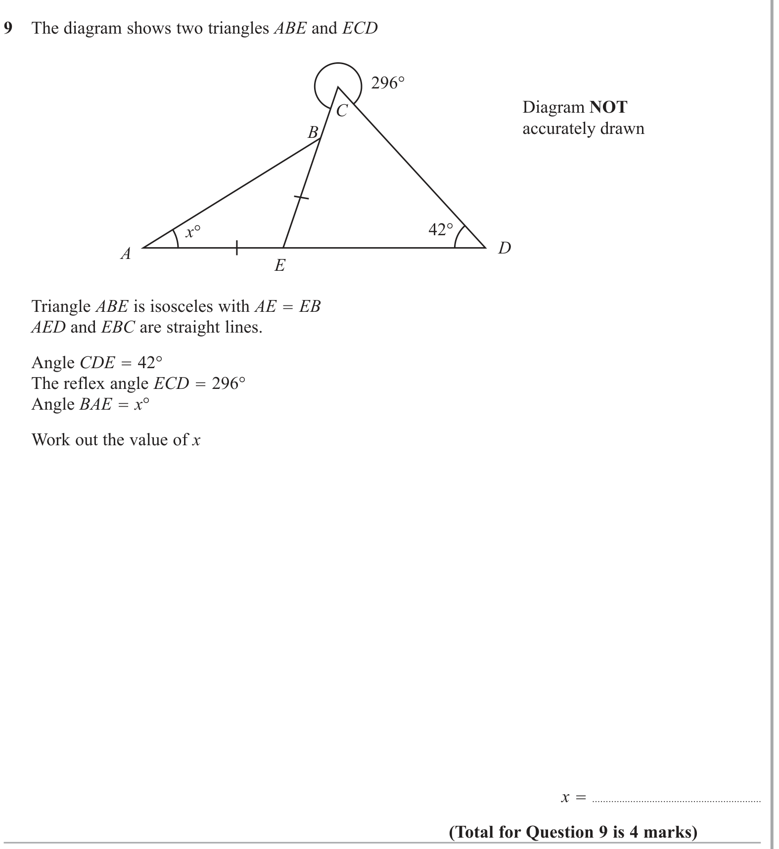 Angles using geometrical properties question 1