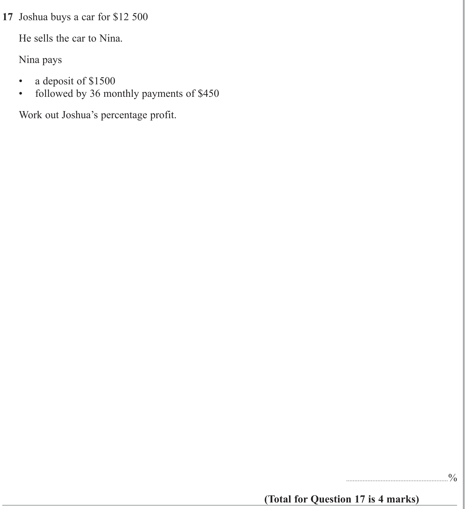 Percentages question 7