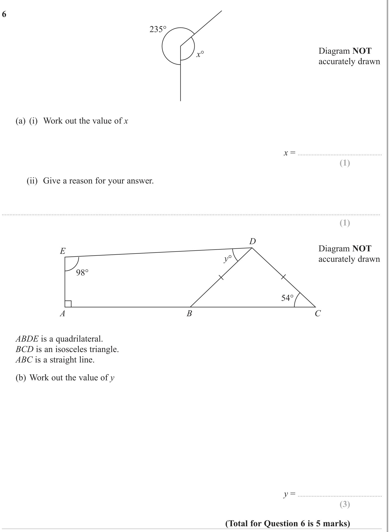 Angles using geometrical properties question 2