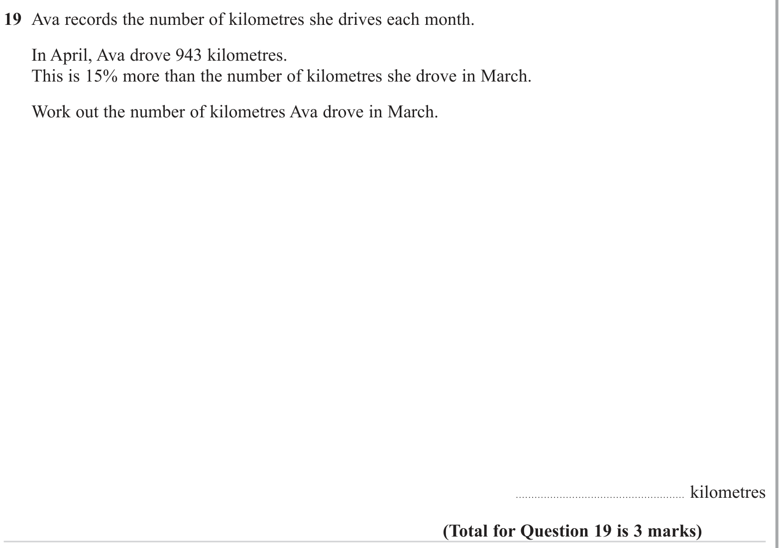 Percentages question 9