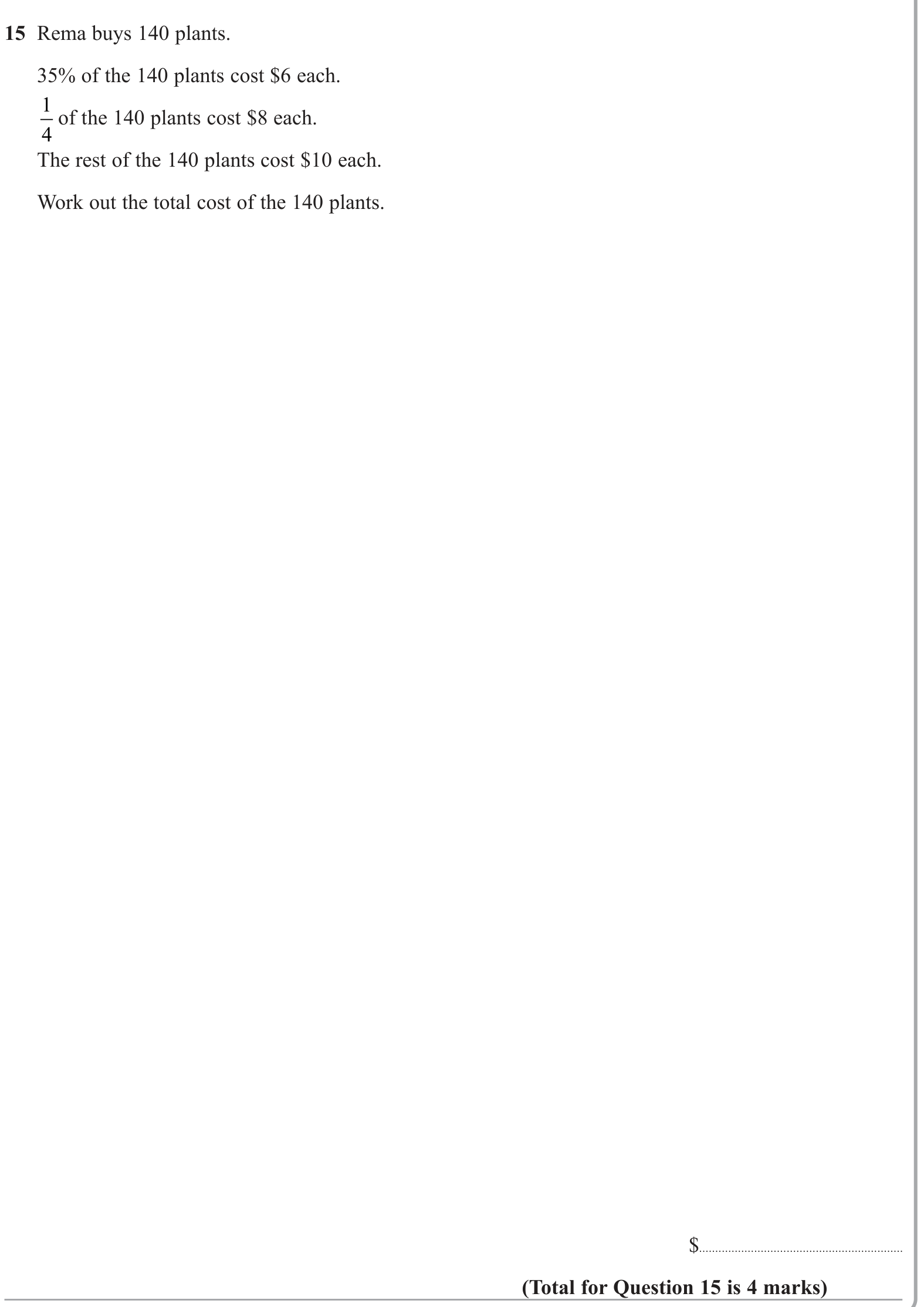 Percentages question 10