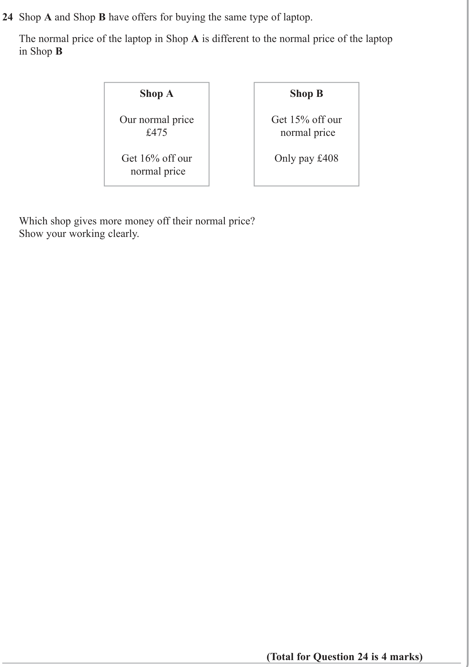 Percentages question 11