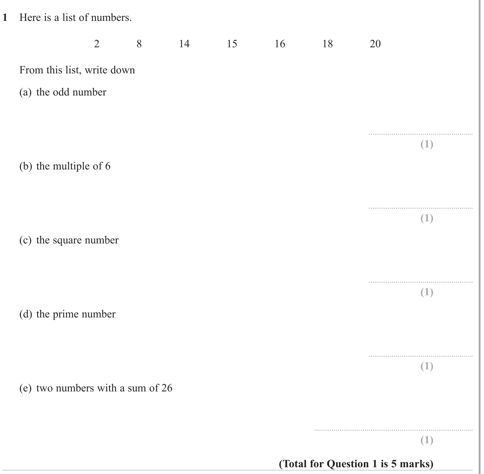 Types of numbers question 4