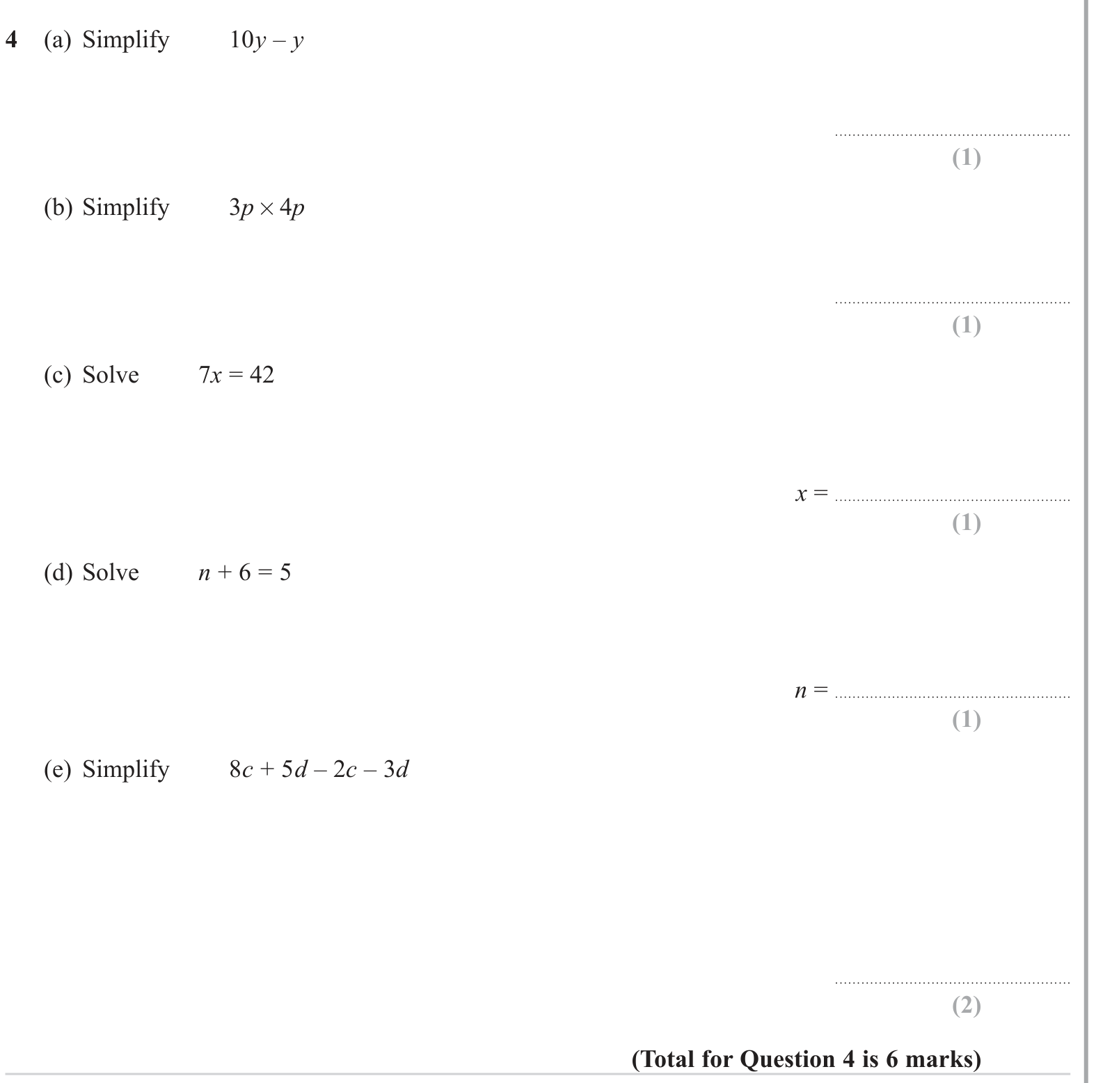 Linear equations question 6