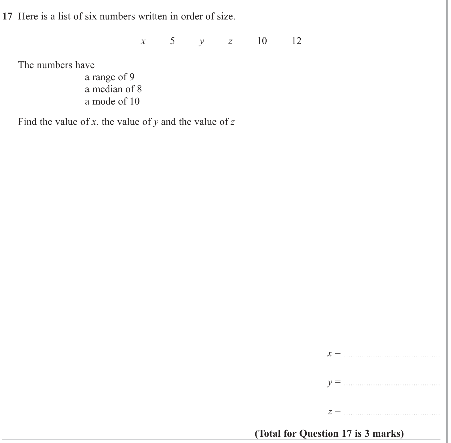 Averages (discrete data) question 4