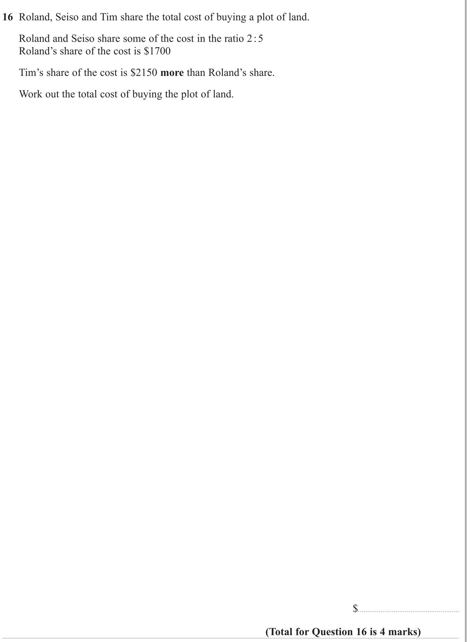 Ratio and proportion question 6