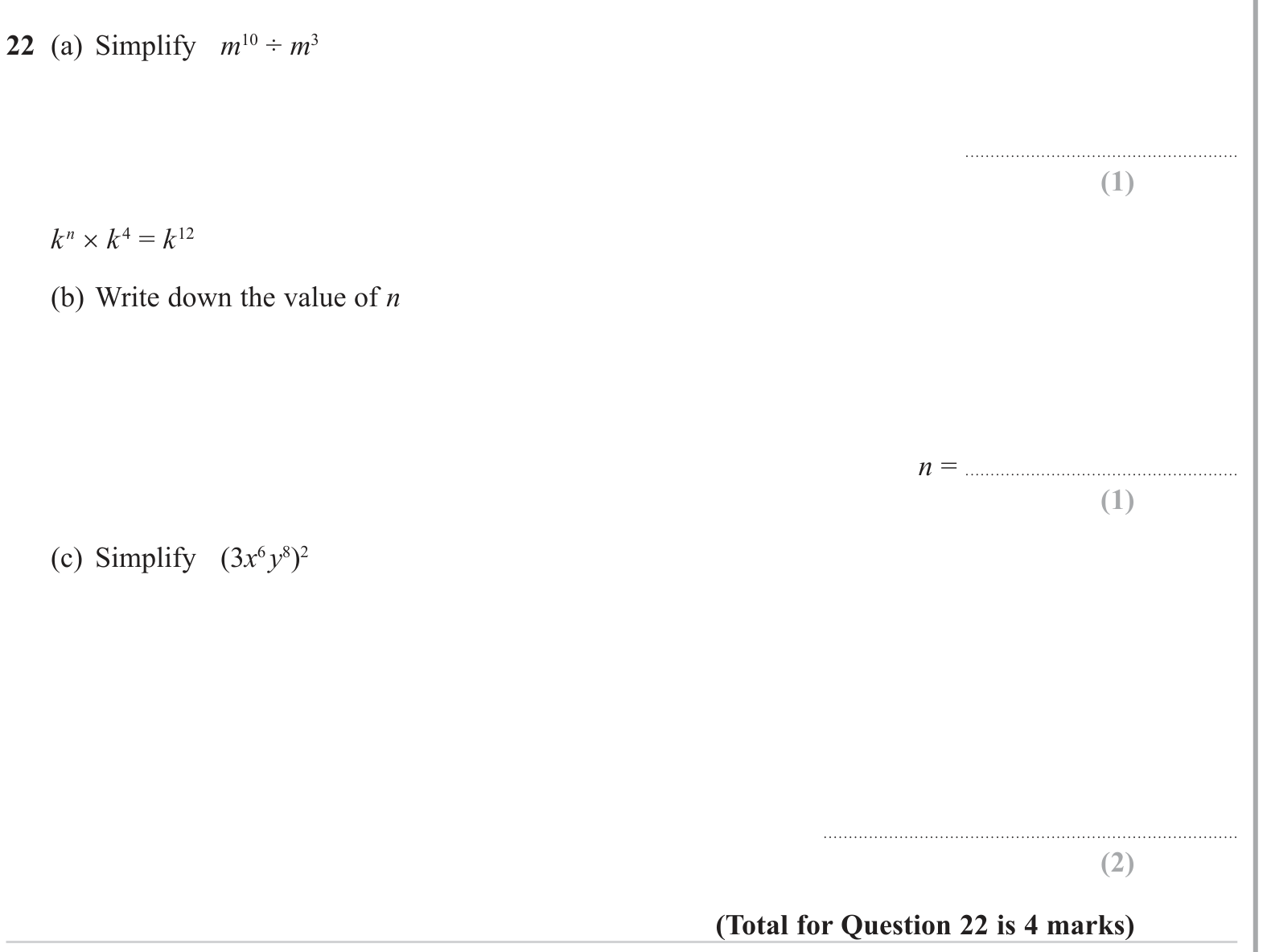 Index laws question 3