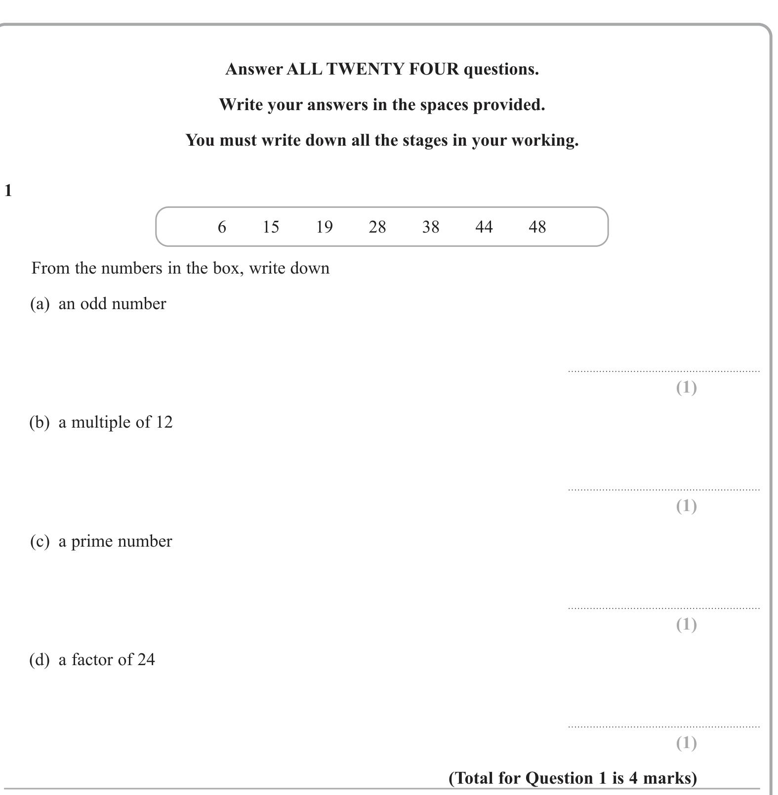 Types of numbers question 8