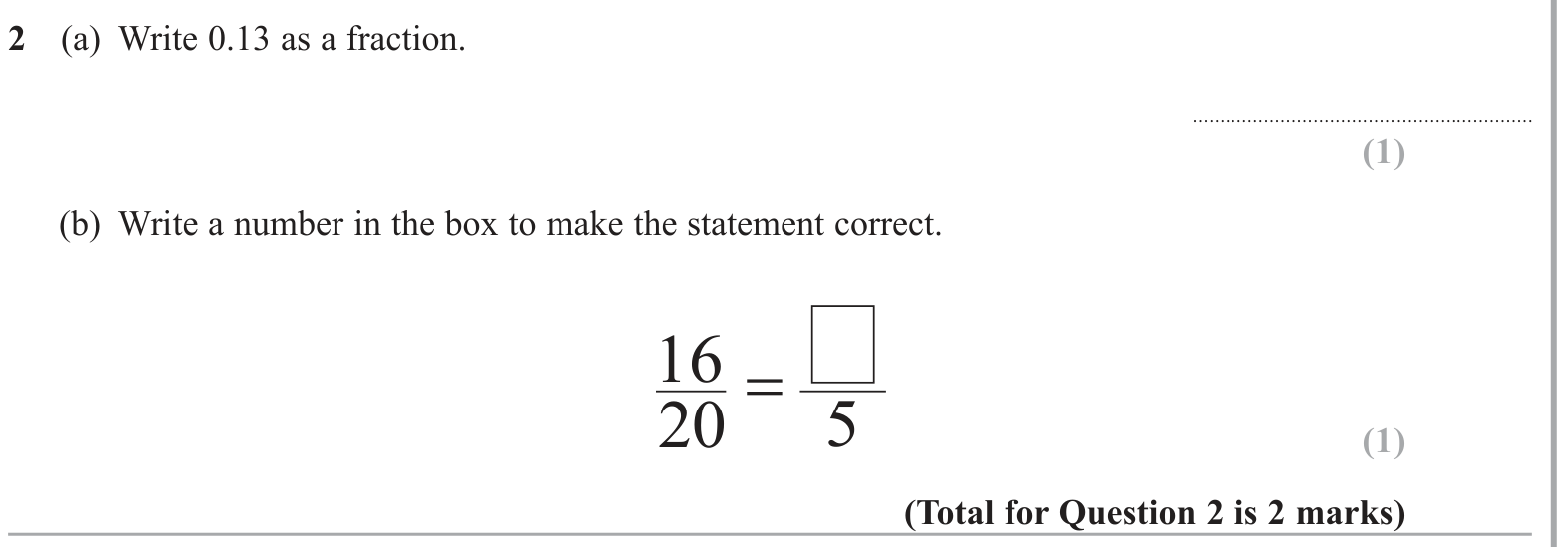 Operations with fractions (non calculator) question 3