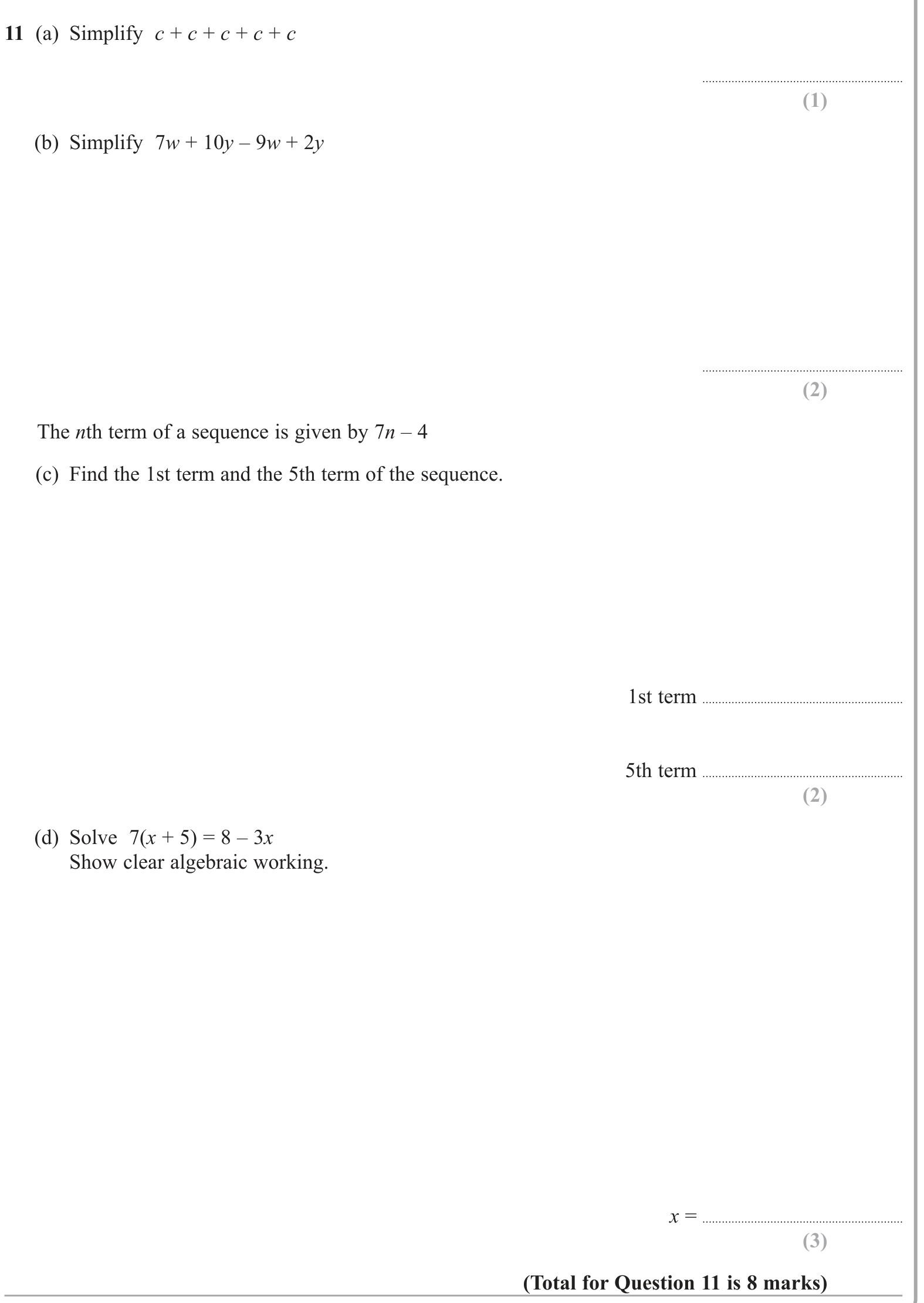Sequences question 4