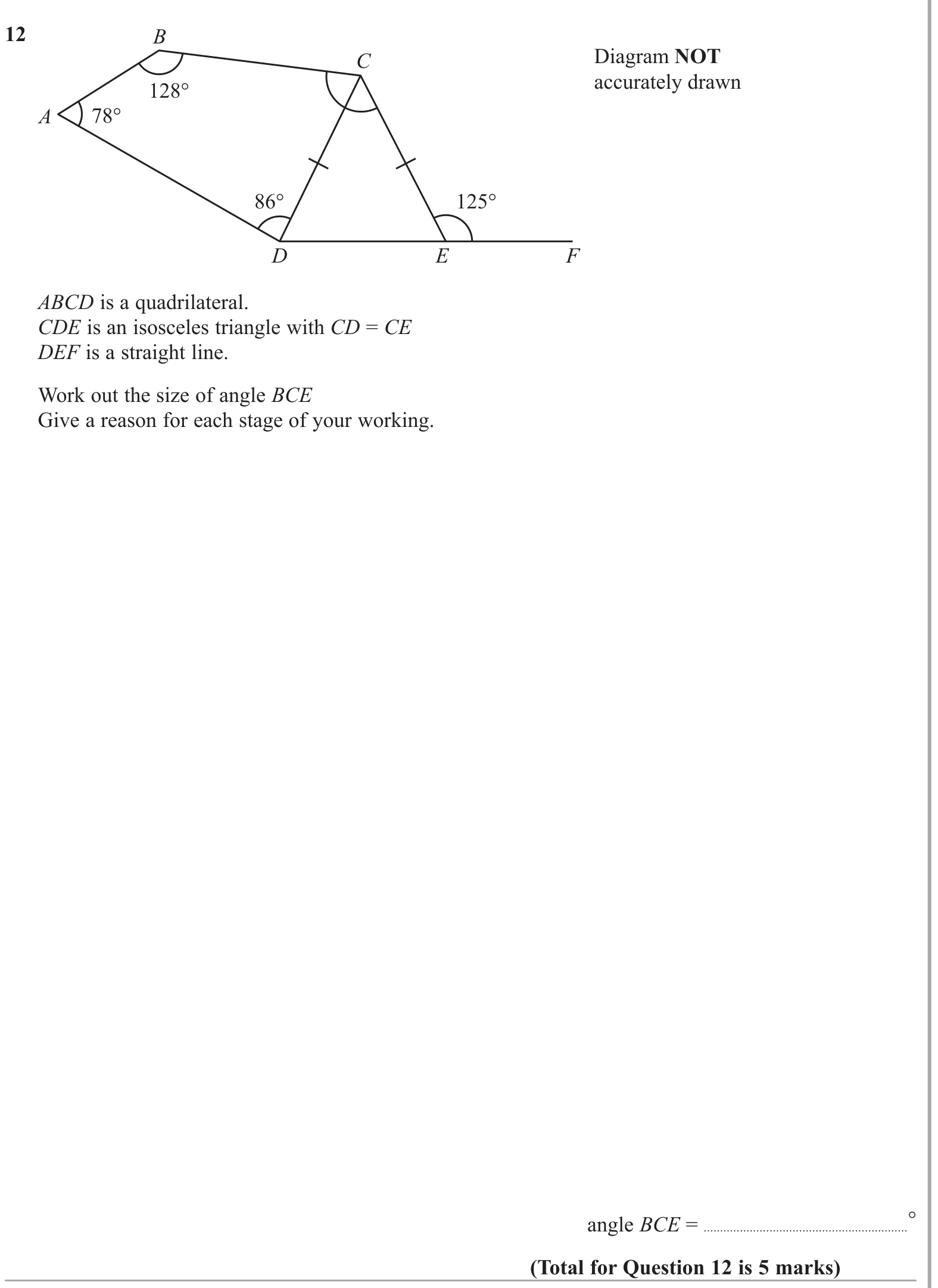 Angles using geometrical properties question 4