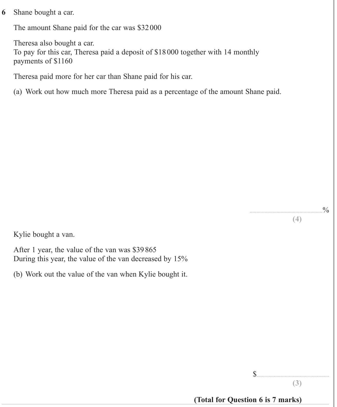 Percentages question 1