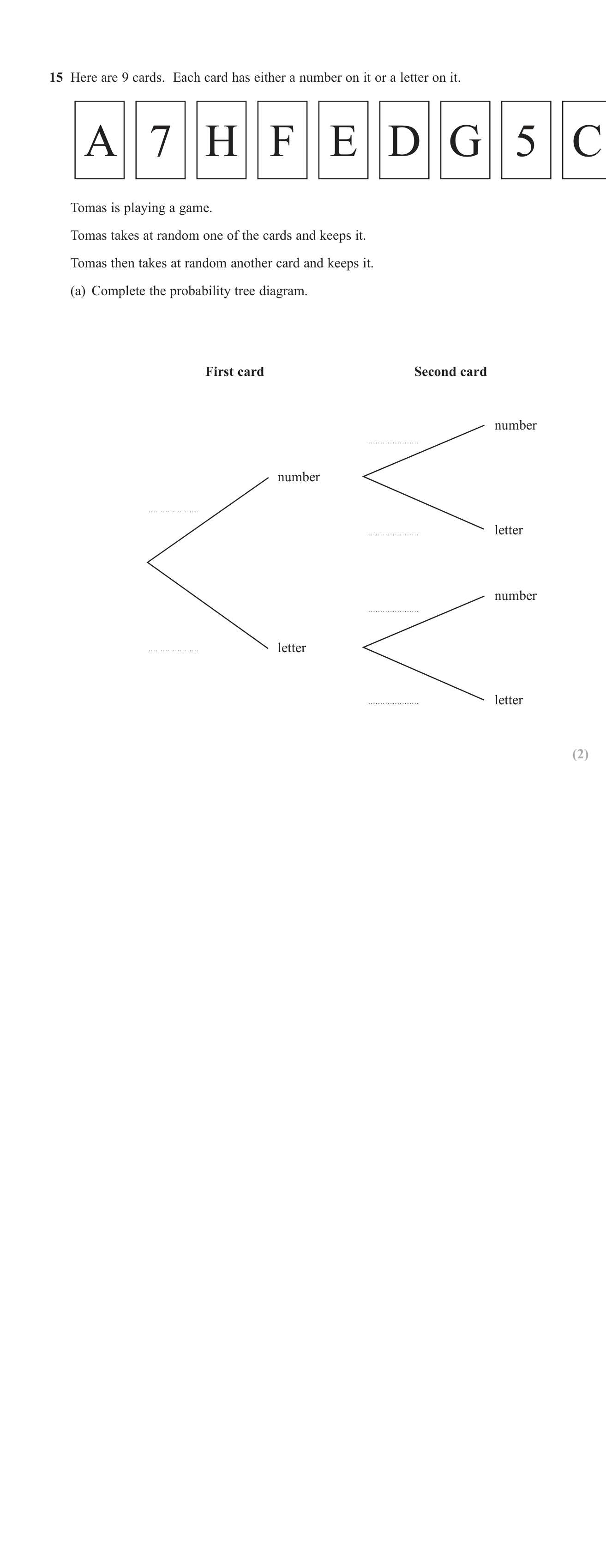 Probability tree question 1