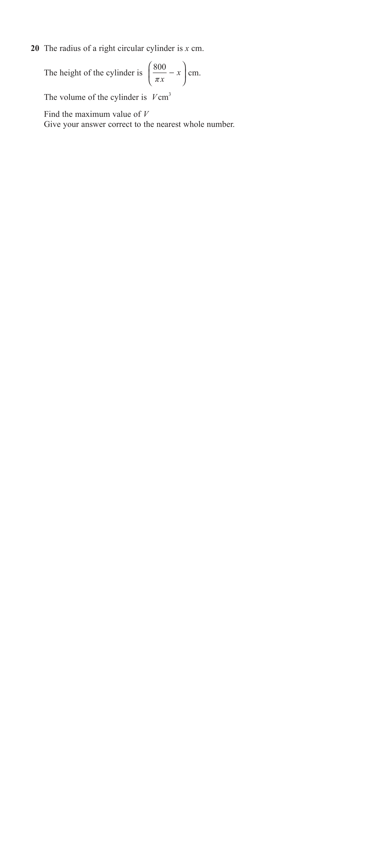 Volume and Surface Area question 1
