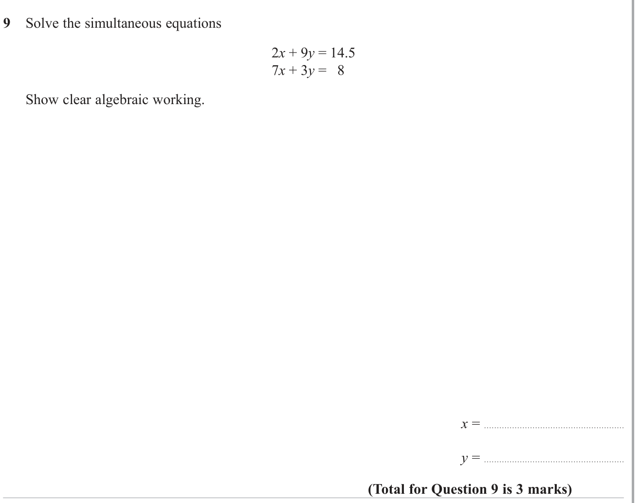 Simultaneous equations question 1