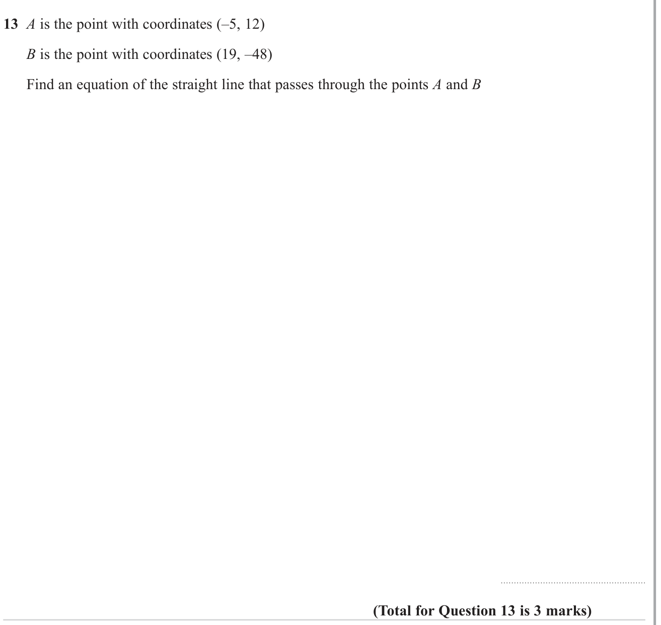 Equation of a straight line question 2