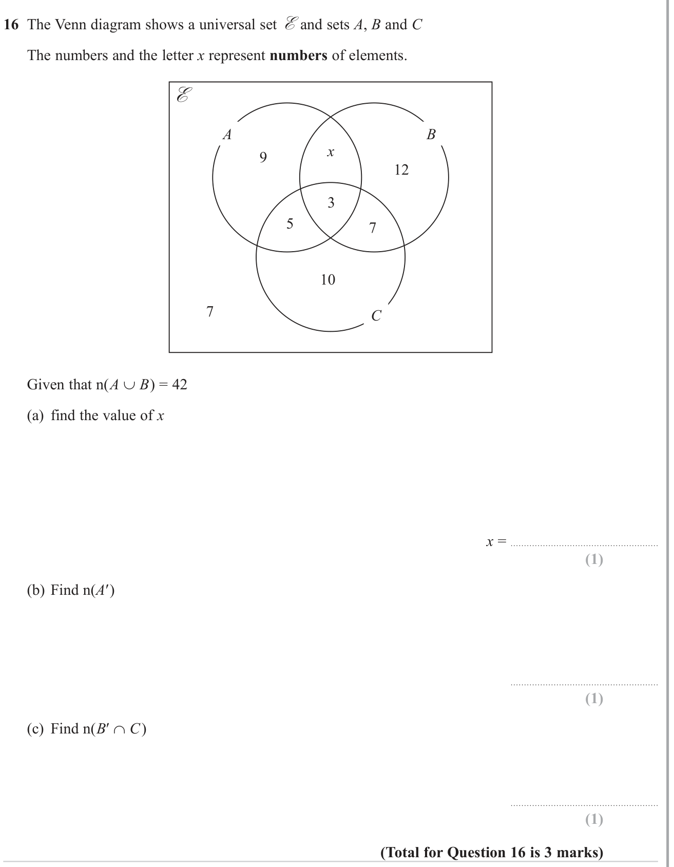Sets and Venn Diagram question 1