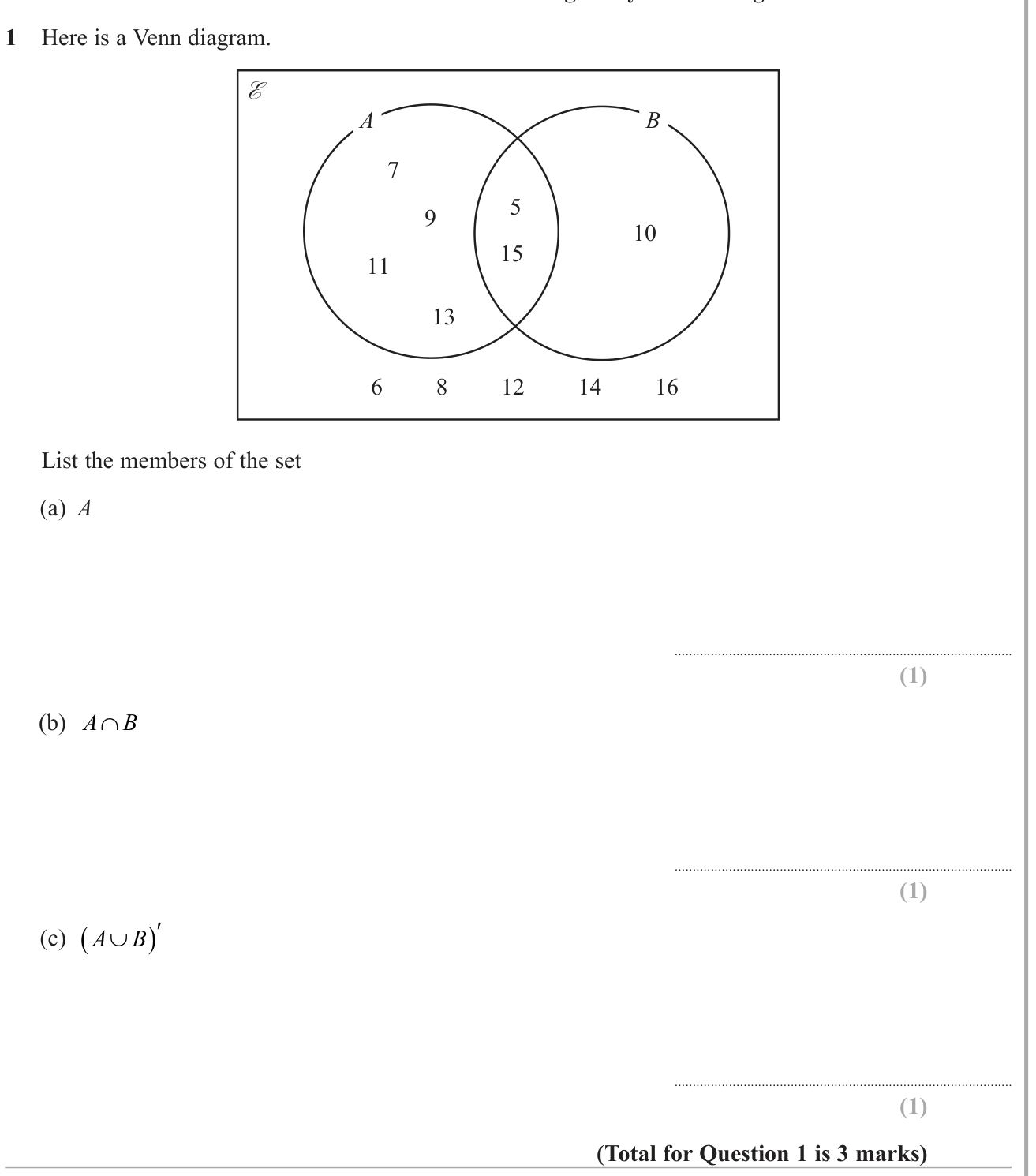 Sets and Venn Diagram question 2