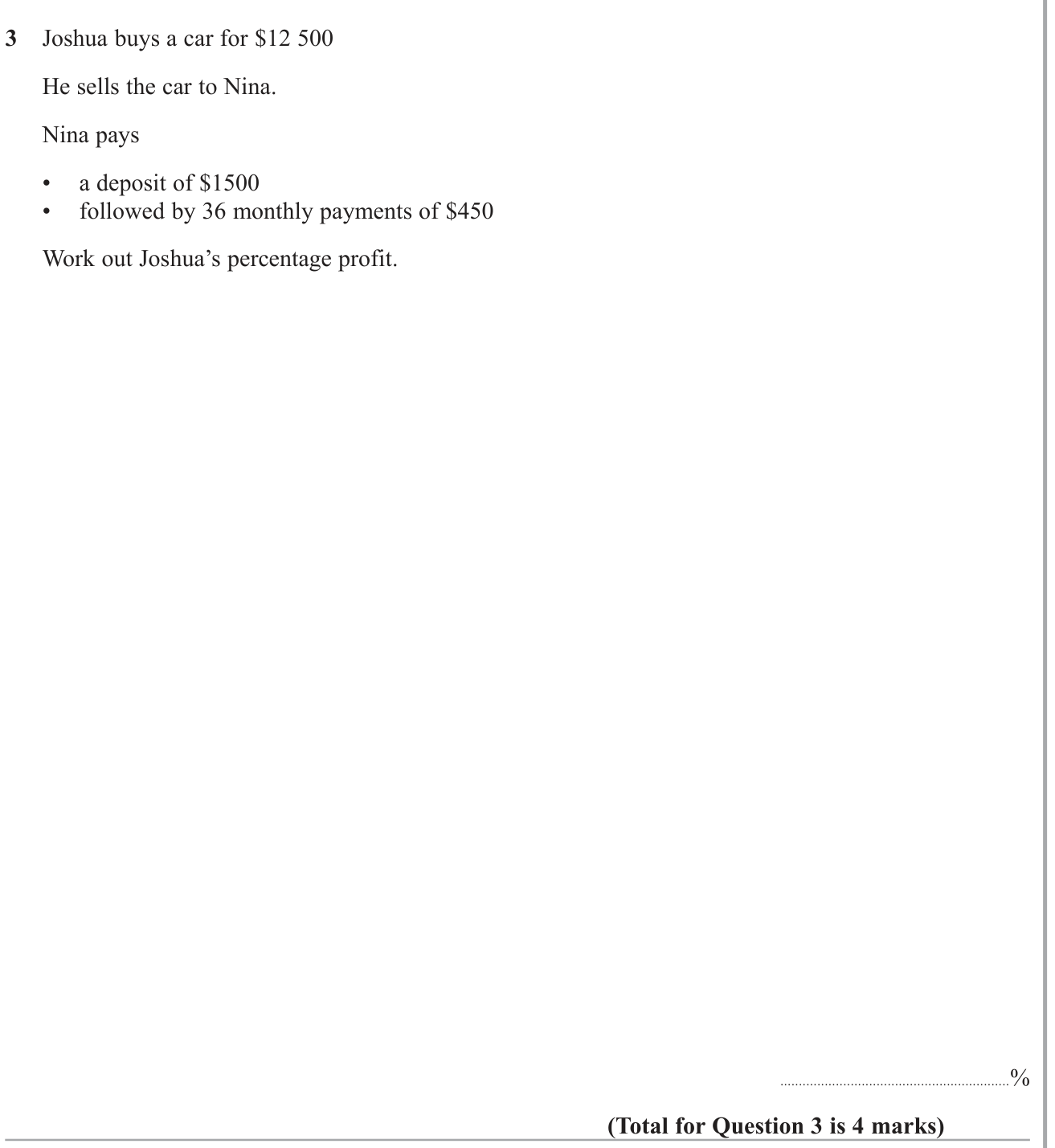 Percentages question 2